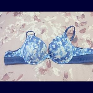 Pink Blue and White Bra-